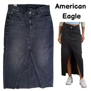 AMERICAN EAGLE Black Denim 90's High Rise Maxi Skirt - Women's 12